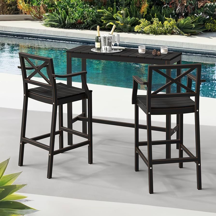 Black Outdoor 45inch bar table with Bar Stools Set of 2,All Products : American Fashion Style Bags On Sale