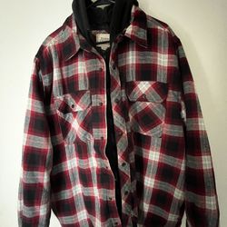 Boston Traders Red Plaid Hooded Fleece Jacket