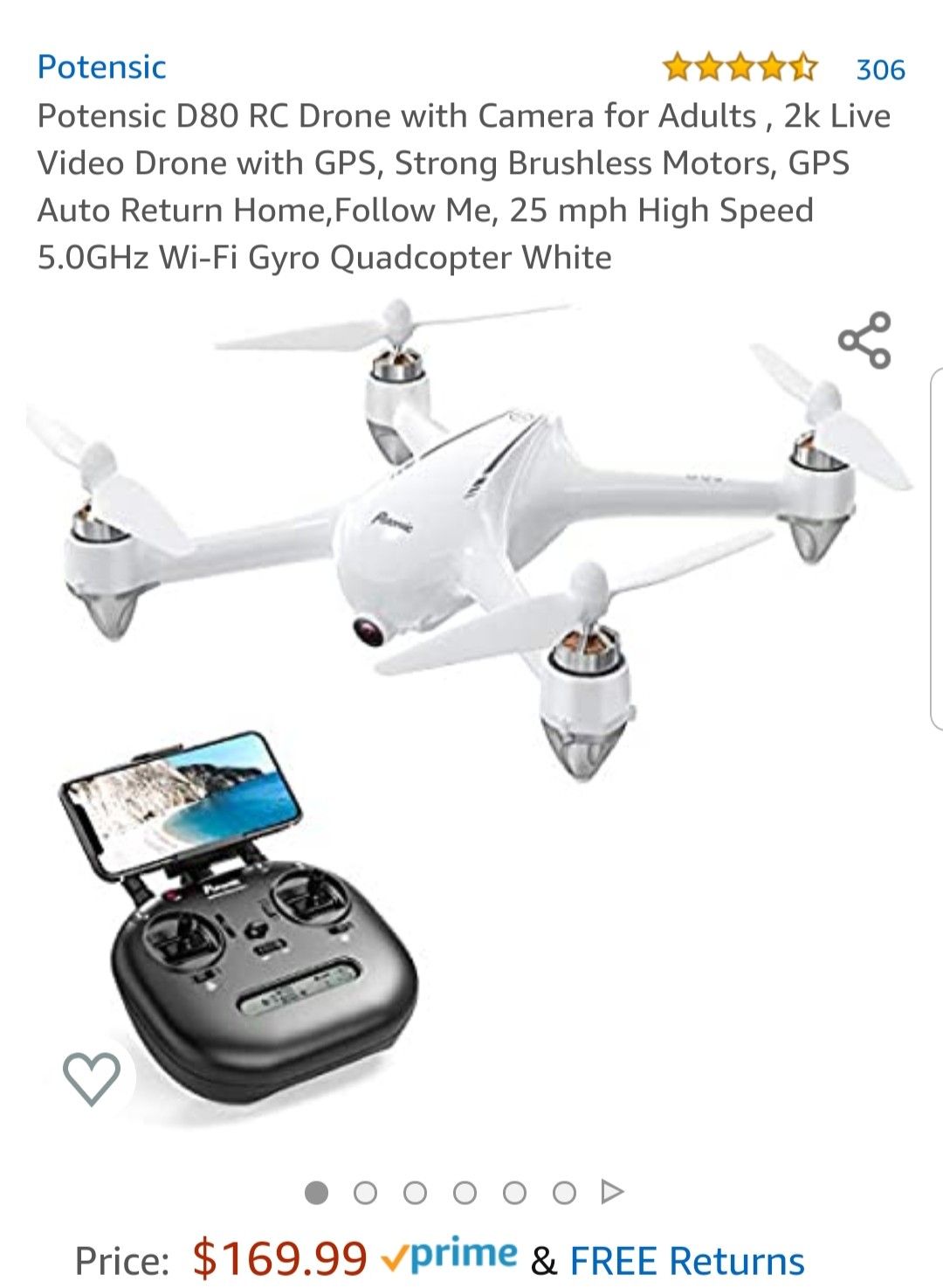 White Potensic D80 Drone New