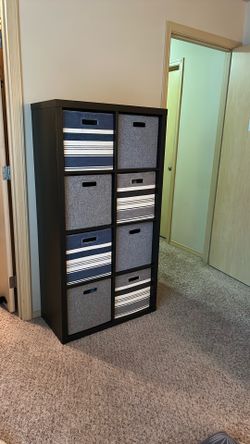 IKEA 8 Cube Bookcase w/box inserts