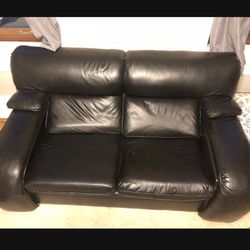 Black Faux Leather Couch 