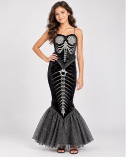 Kids . Skeleton Mermaid Halloween Costume Gown