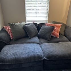 Big comfy grey corduroy couch for sale! 