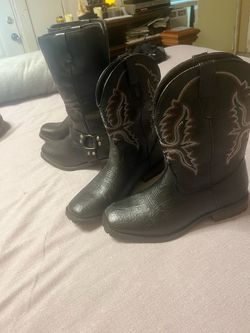 Motorcycle boots and cowboy boots