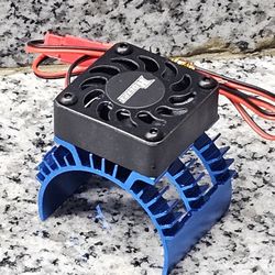 Blue Aluminum Heatsink With 1 Cooling Fan For RC Cars/Trucks