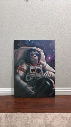 Monkey Astronaut Metal Poster