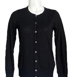 NEW 41 Hawthorn Women's Black Ribbed Knit Button-Up Cardigan Sweater Size S