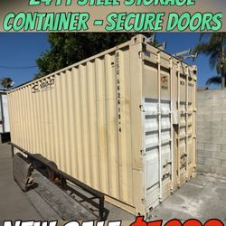 24 FT STEEL STORAGE CONTAINER—SECURE LOCK DOORS