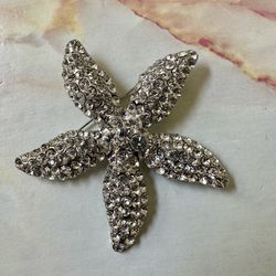 Starfish Rhinestone Brooch 