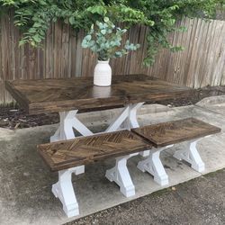 Custom Built Dining Table Solid wood Farmhouse Set Modern Rustic Bench Country Oval Round Counter Breakfast Height  Farm House 