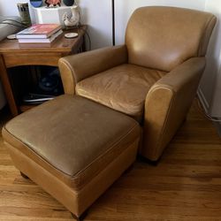 Leather Pottery Barn Chair And Ottoman