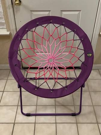 Brand New Bunjo Bungee Saucer Chair Pink & Purple Metal Frame