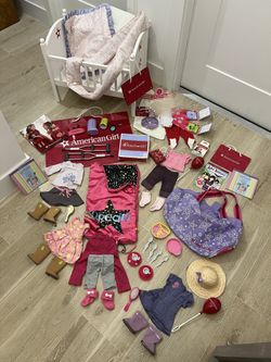 AMERICAN GIRL Doll Mega Collection with outfits, kits, sets, crib, books, jewelry in time for the Holiday. Sold as a collection. $730 value.