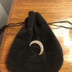 Swarovski Crystal Moon Brooch Pin