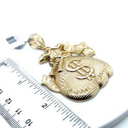 10kt Gold Xl Money Bag Pendant 13.0grams I-712
