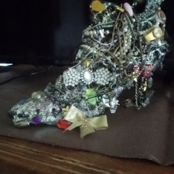 Hand Crafted Shoe With Vintage Jewelry