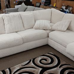 White Sectional With Swivel Chair