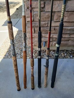Lot Of (6) Large fishing poles** 6-9 Feet Long**