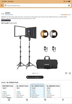 Neewer 13" LED Video Light Panel Kit 2-Pack