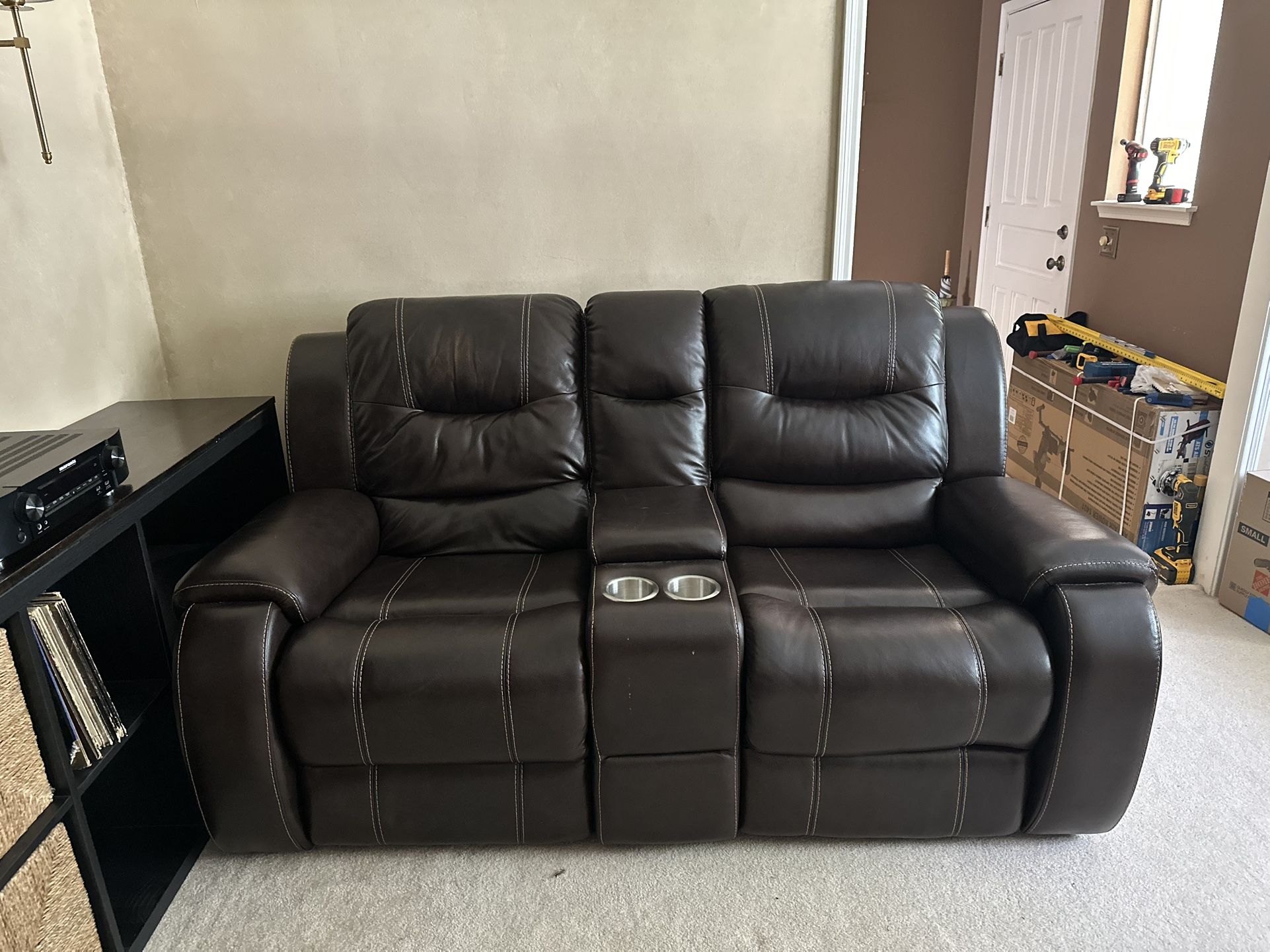 Leather Reclining Loveseat Sofa Couch