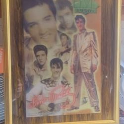 3-D Elvis Presley 1950's Lenticular Holographic Framed Large Picture Poster 
