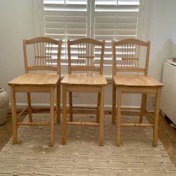  Set of (3) counter height natural wood 