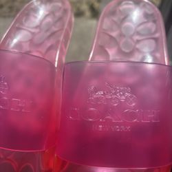 hot pink ombre coach pool slides 