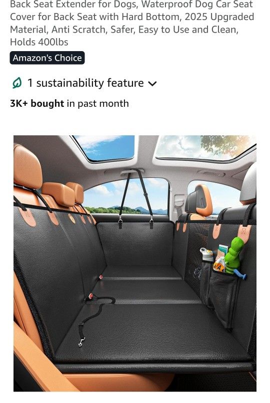 Back Seat Extender for Dogs, Waterproof Dog Car Seat Cover for Back Seat with Hard Bottom, 2025 Upgraded Material, Anti Scratch, Safer, Easy To Use