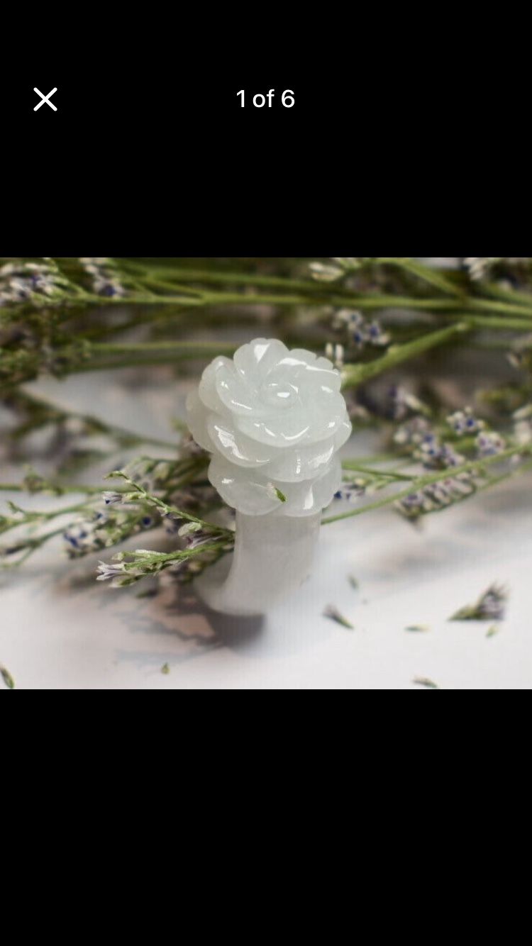 Certificate Jadeite Jade Myanmar Burma Rose Lotus Flower Ring size7.75