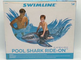 Swimline Pool Shark Ride-On Inflatable With Handles 72" x 40" For Ages 4+