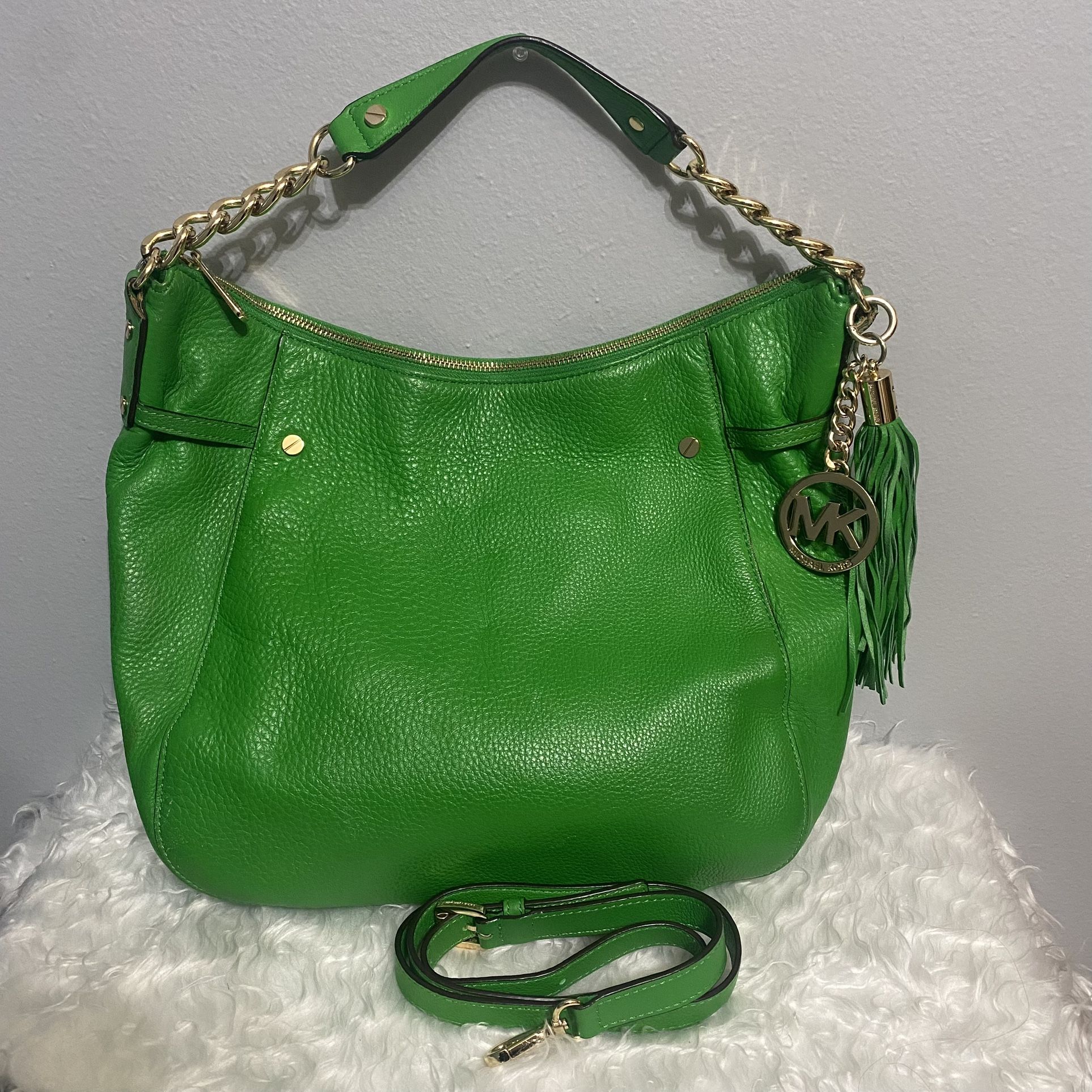 MK Green Leather Crossbody Purse 