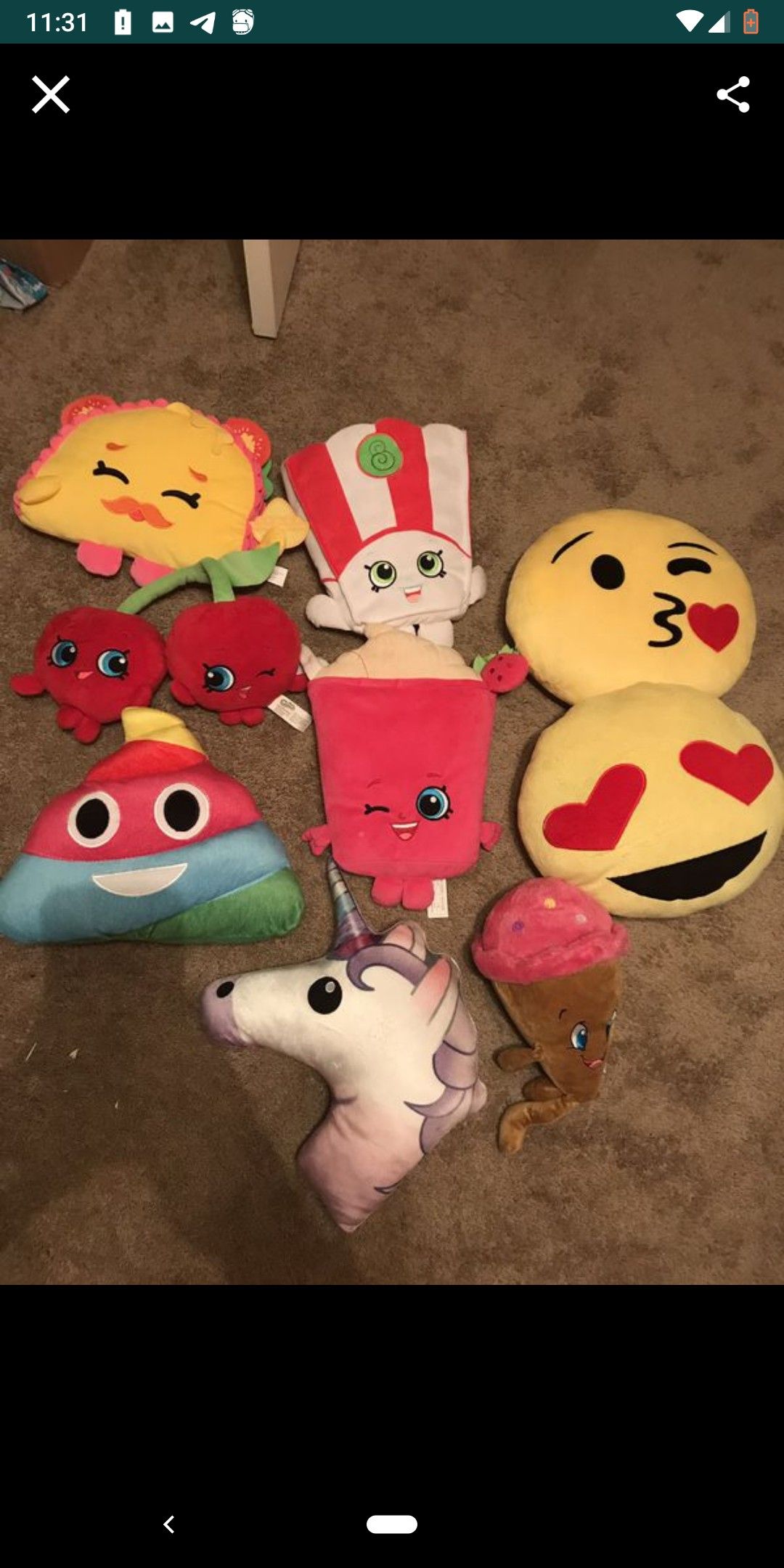 Shopkins/emoji pillows