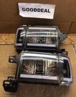 #165 Fit 87-91 Ford Bronco And F150/250/350 LED Black Housing Clear Headlight