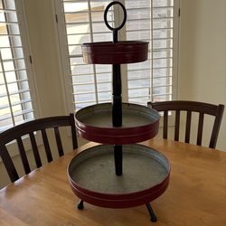 Red Galvanized 3-Tier Serving Stand (Read Description Please)