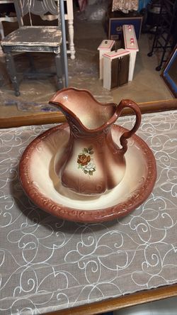Vintage ironstone Ceramic Pitcher and Basin Set