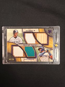 Topps Museum Primary Pieces Dual Relic Card Griffey Jr. / Julio Rodriguez 16/20
