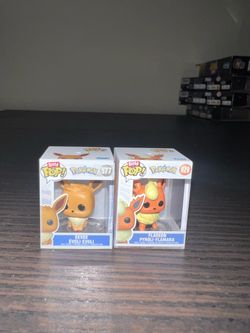 2 BITTY 1-Inch Funko Pops Eevee & Flareon Pokémon #577 & #629 Fire Evolution Animation Collectibles
