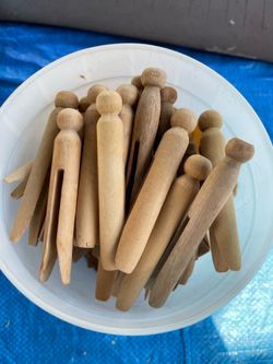 Lot of 56 Vintage Wood Clothes Pins