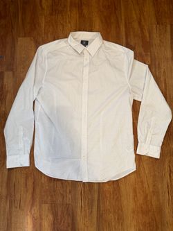 H&M Men’s XL Slim Fit Easy Iron Dress Shirt White Black Polka Dot Long Sleeve