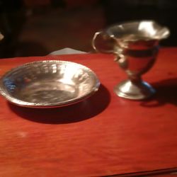 Antique Sterling Silver Coffee Creamer With Plate 