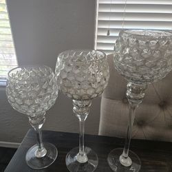 Set Of 3 Glass Votive Candle Holders