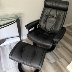 Reclining Leather Chair and Ottoman 