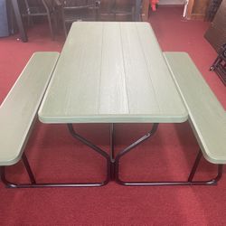 New Camping Picnic Bench Set, Party Green