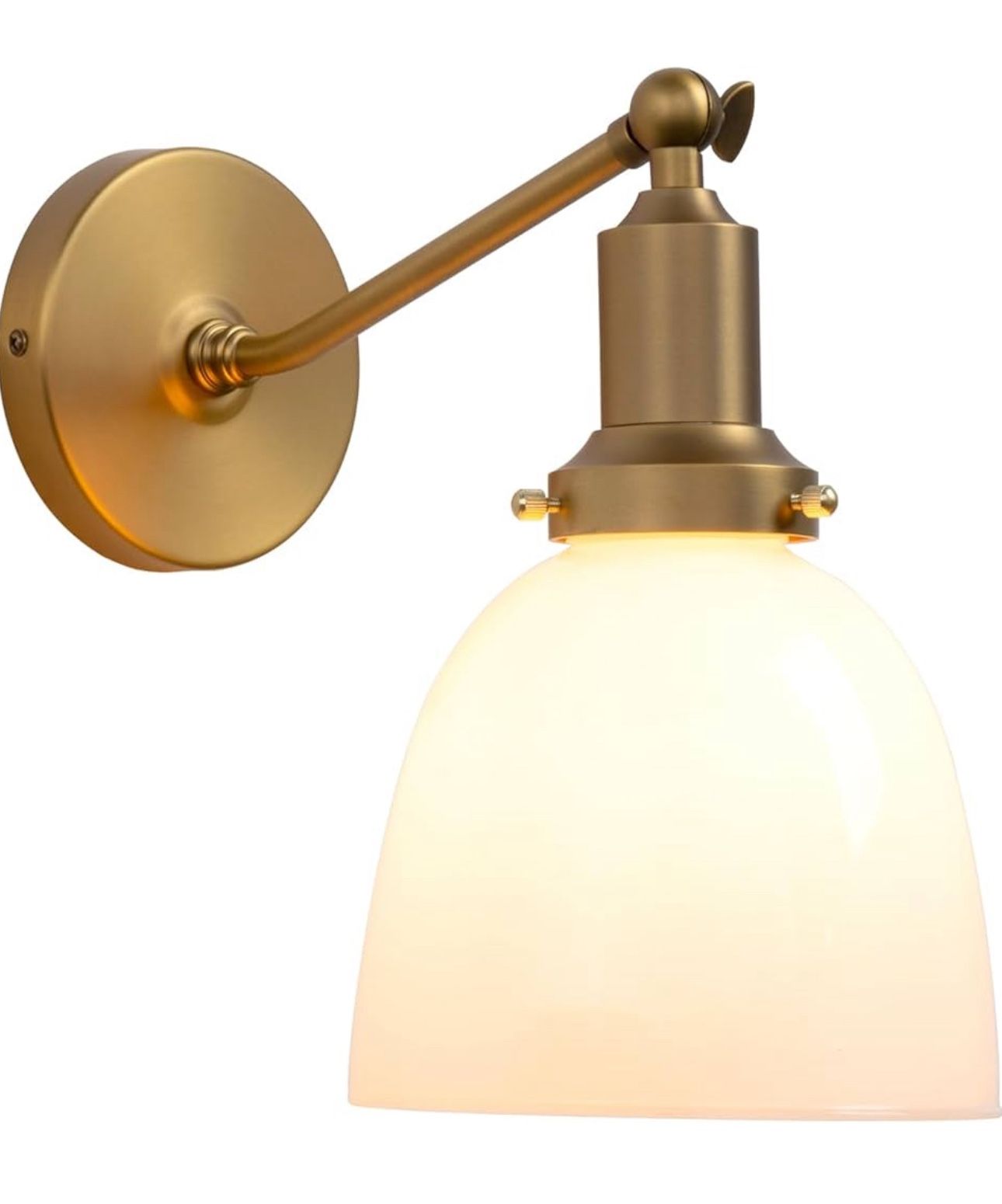 PERMO Industrial Vintage Slope Pole Wall Mount Single Sconce with 6.7" Oval Dome Milk White Glass Shade Wall Sconce Light Lamp Fixture