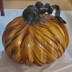 Vintage Hand Blown Glass Pumpkin Lot of Two