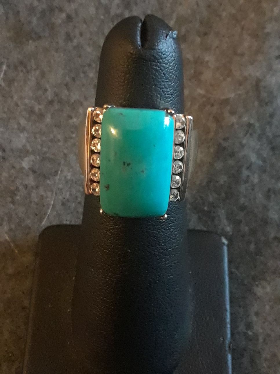 Sterling silver turquoise and white topaz ring