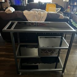 Glass Bar Cart On Wheels