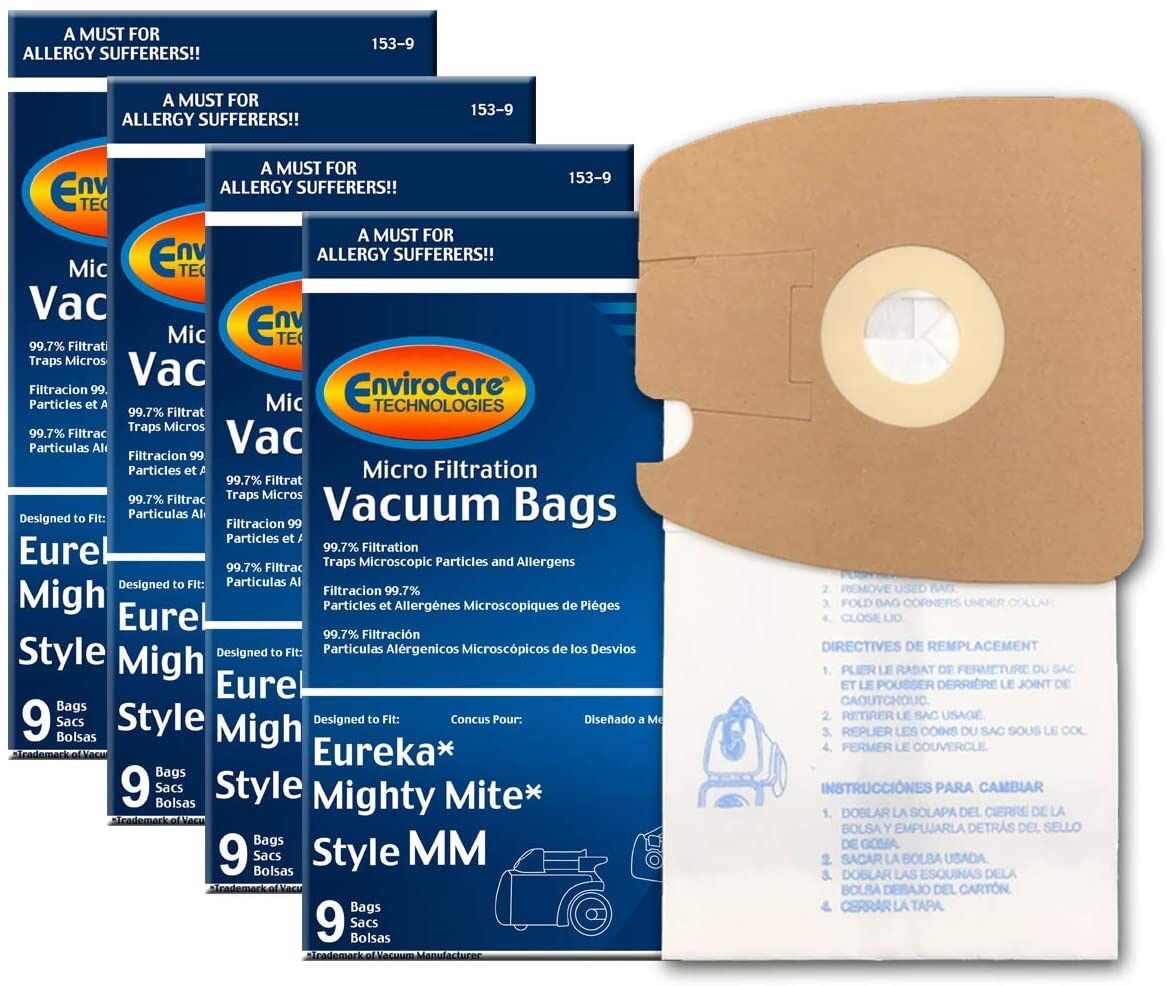 EnviroCare Replacement Vacuum Style MM Eureka Mighty Mite 3670 and 3680 Series Canisters 9 Bags, White