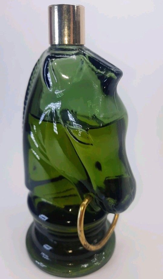 Vintage Avon Horse Head Green Glass Bottle