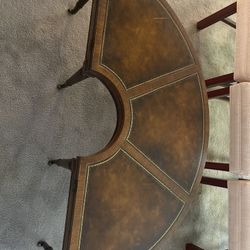 1940s Weiman Federal Style Mahogany Leather Flip Top Demilune Coffee Table - MCM